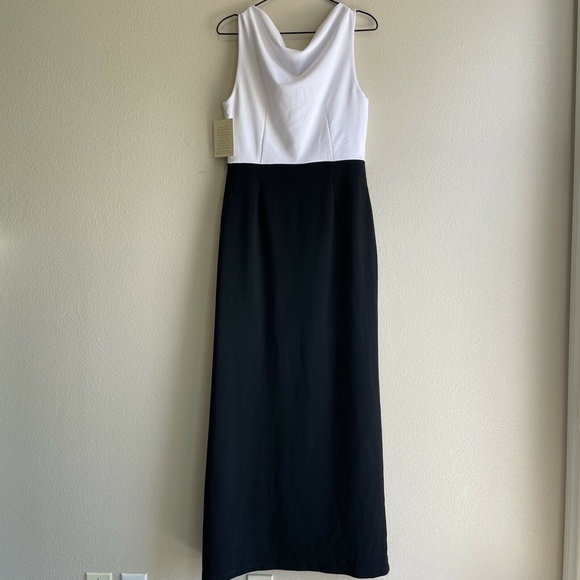 Boston Proper Women' Formal Evening Maxi Dress Color Block Black White Medium - Picture 9 of 10